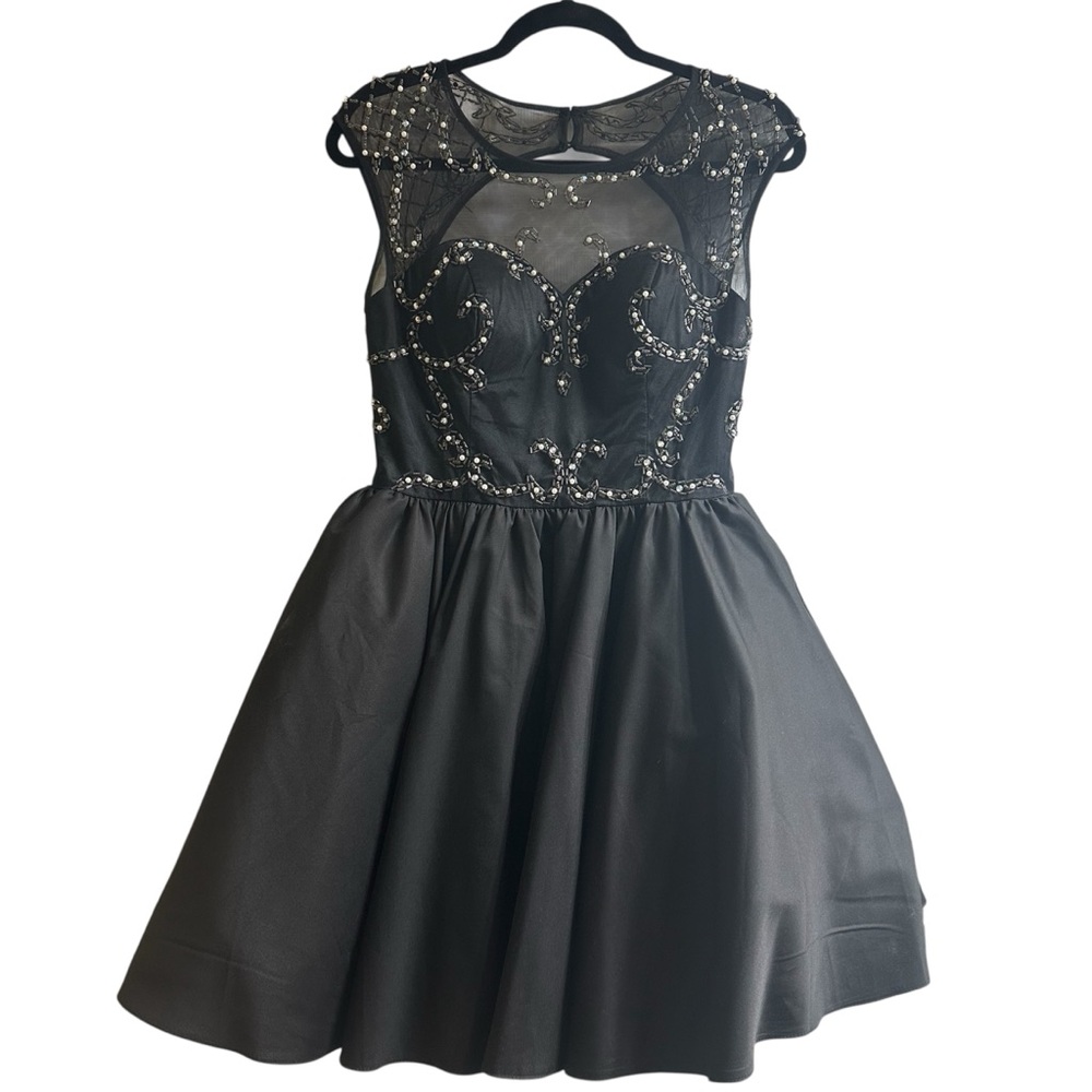 Chi Chi London Black Dress with Beaded Embellishments